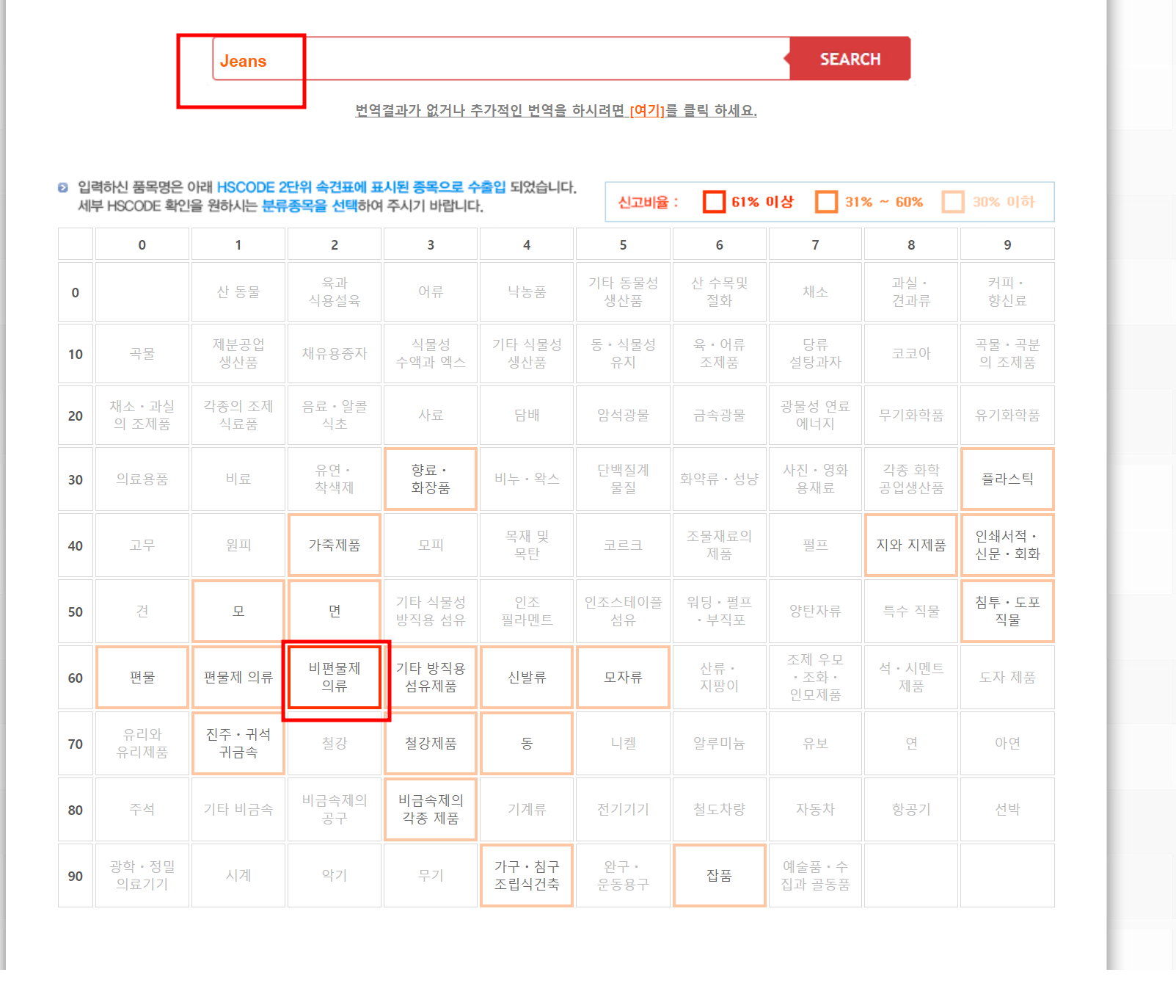 HS코드 번호로 이동하는 방법